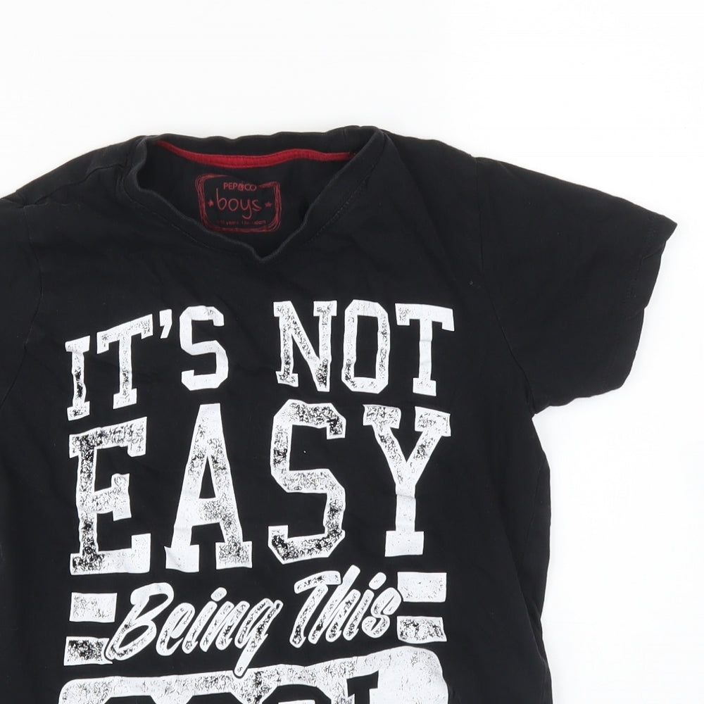 Pep&Co Boys Black   Basic T-Shirt Size 10 Years