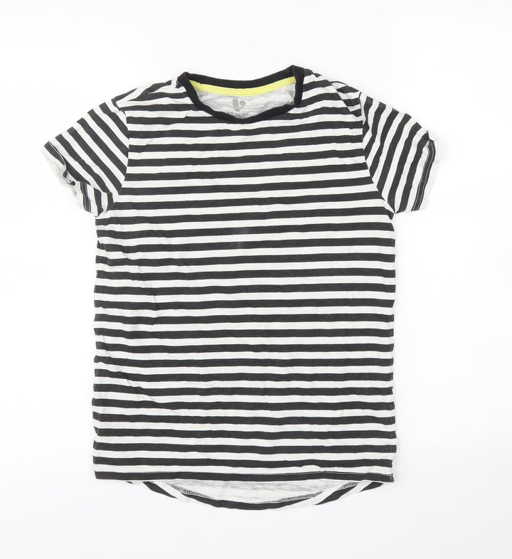 Very Boys Black Striped  Basic T-Shirt Size 10 Years
