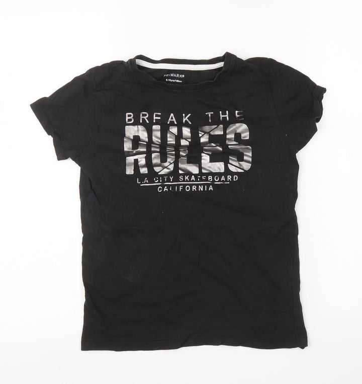 Primark Boys Black   Basic T-Shirt Size 10 Years