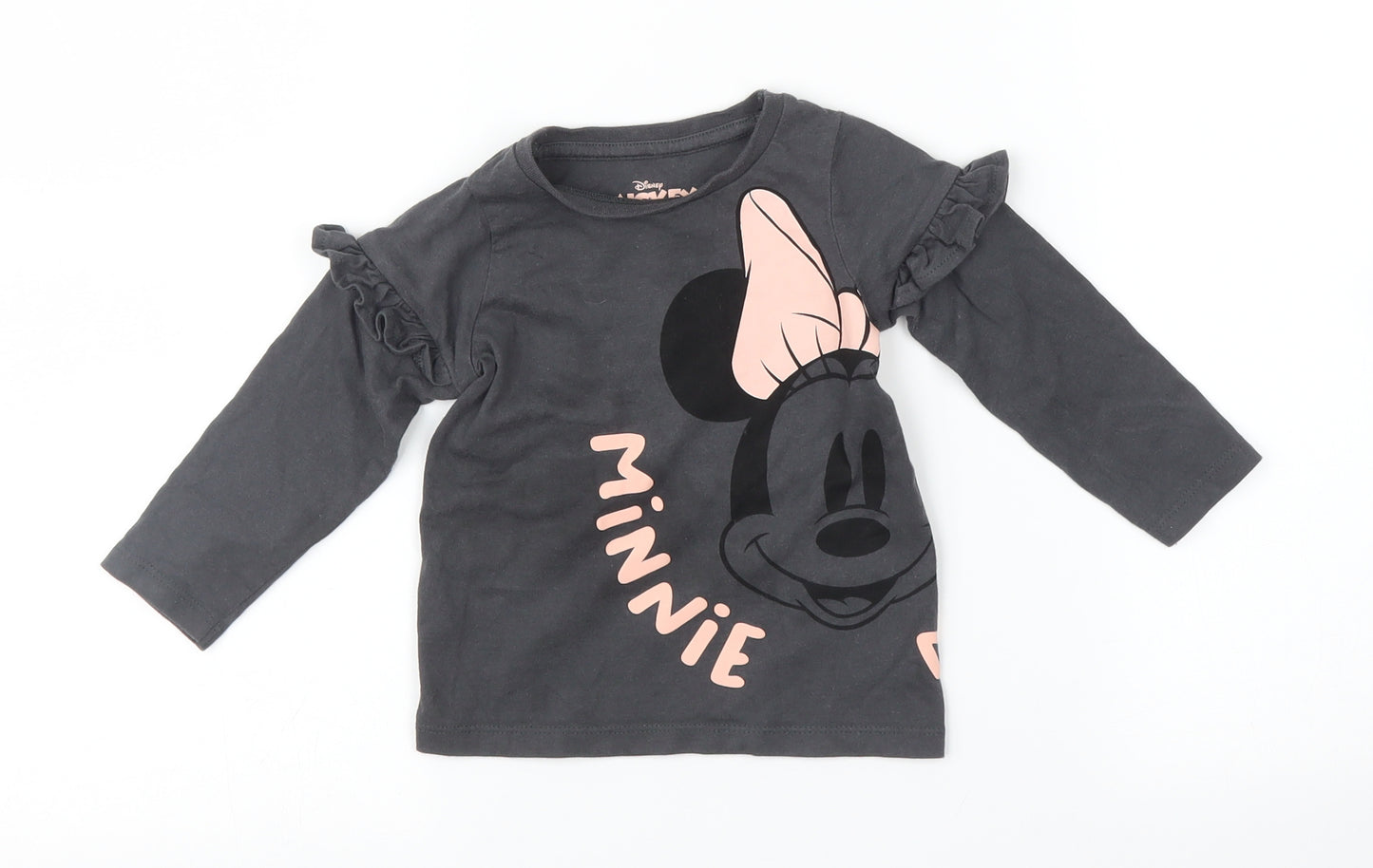 Nutmeg Girls Grey   Basic T-Shirt Size 12-18 Months  - Minnie Mouse