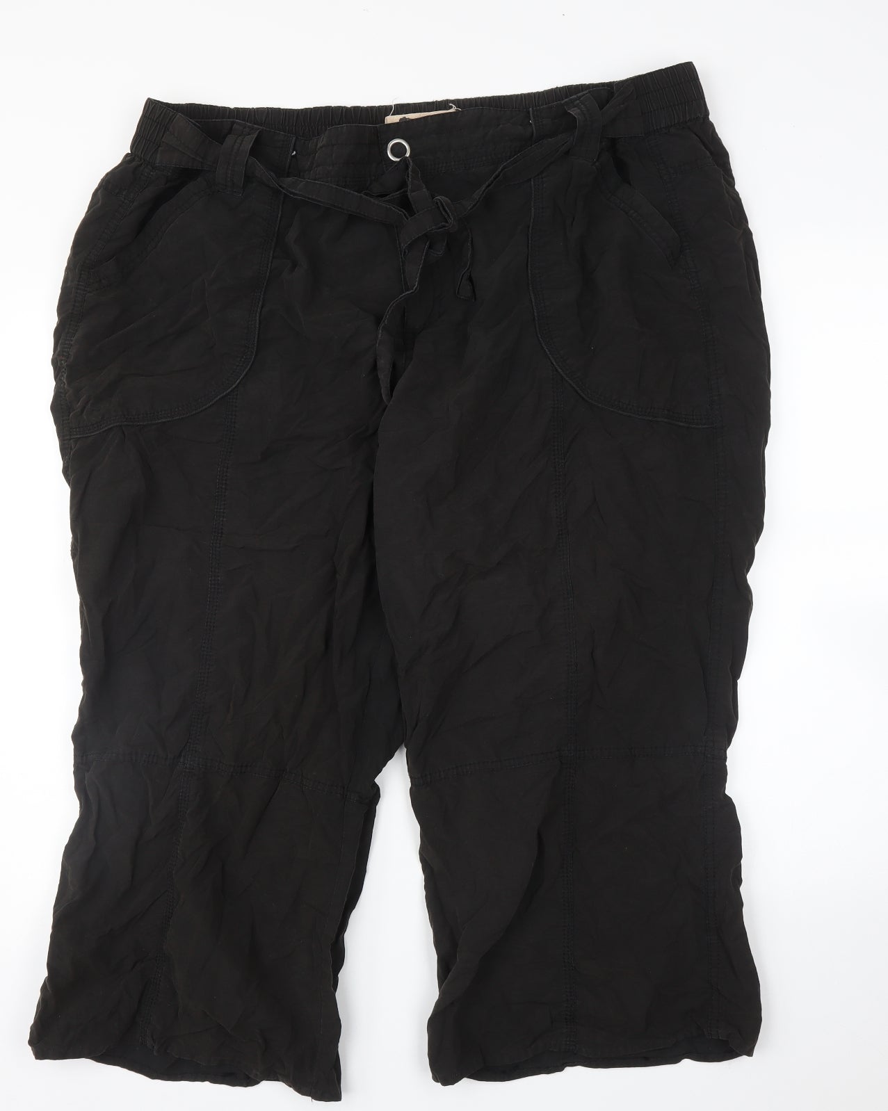 Evans Womens Black   Capri Trousers Size 30 L21 in