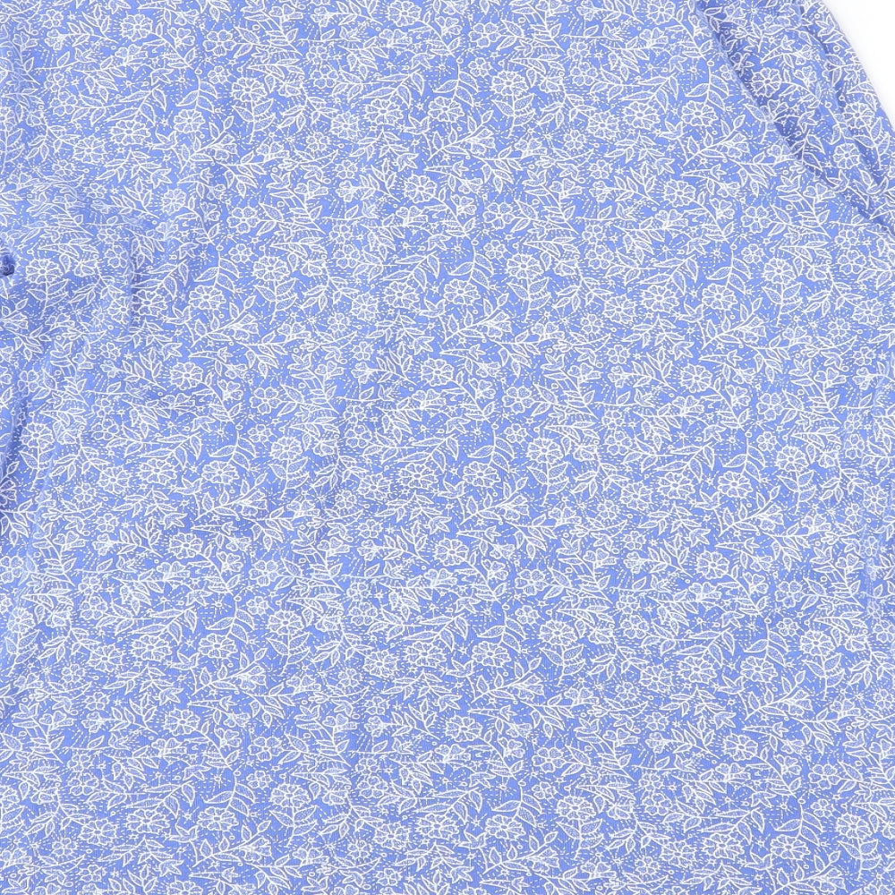 EWM Womens Blue Floral  Basic T-Shirt Size M