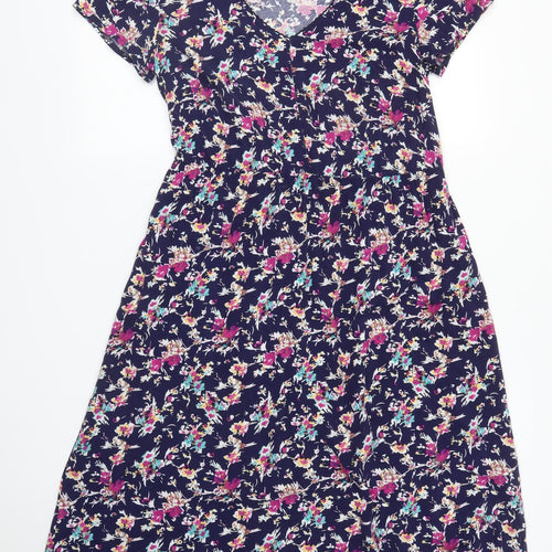 Preworn Womens Blue Floral  A-Line  Size 12