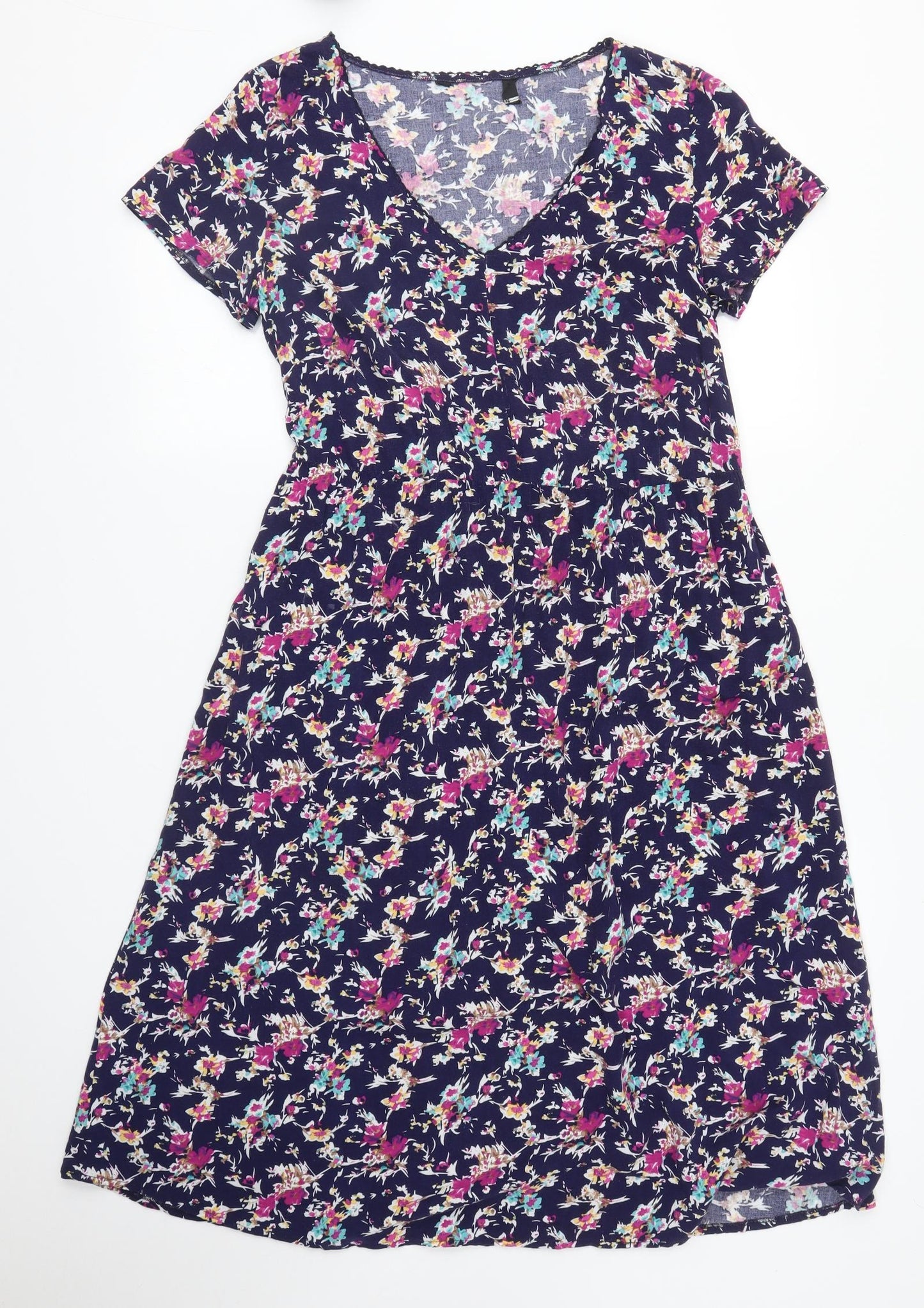 Preworn Womens Blue Floral  A-Line  Size 12