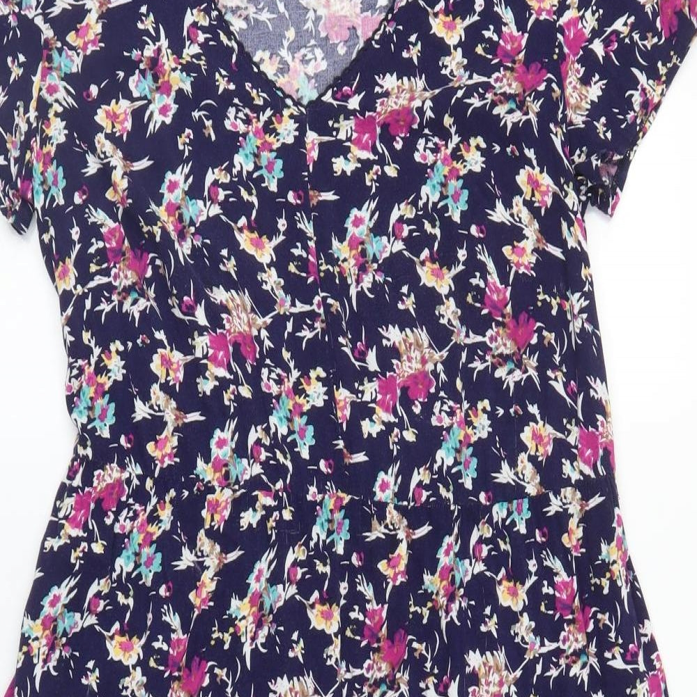 Preworn Womens Blue Floral  A-Line  Size 12