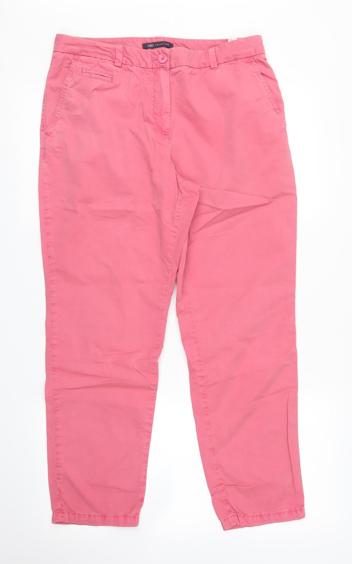 M&S Womens Pink   Pedal Pusher Trousers Size 12 L26 in
