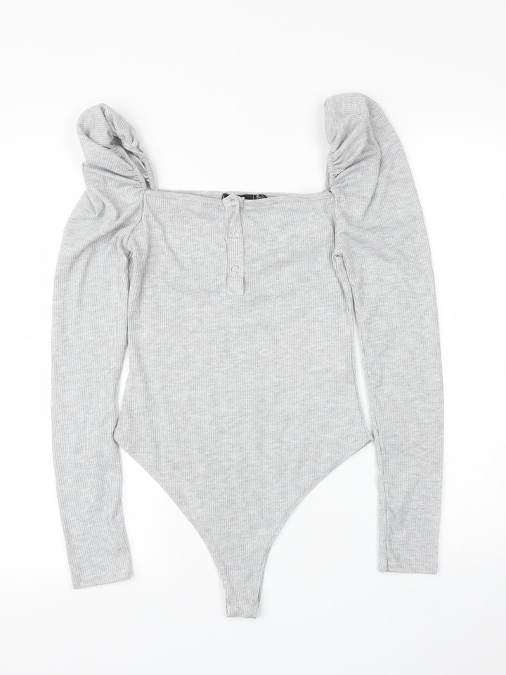 PRETTYLITTLETHING Womens Grey   Leotard One-Piece Size 6