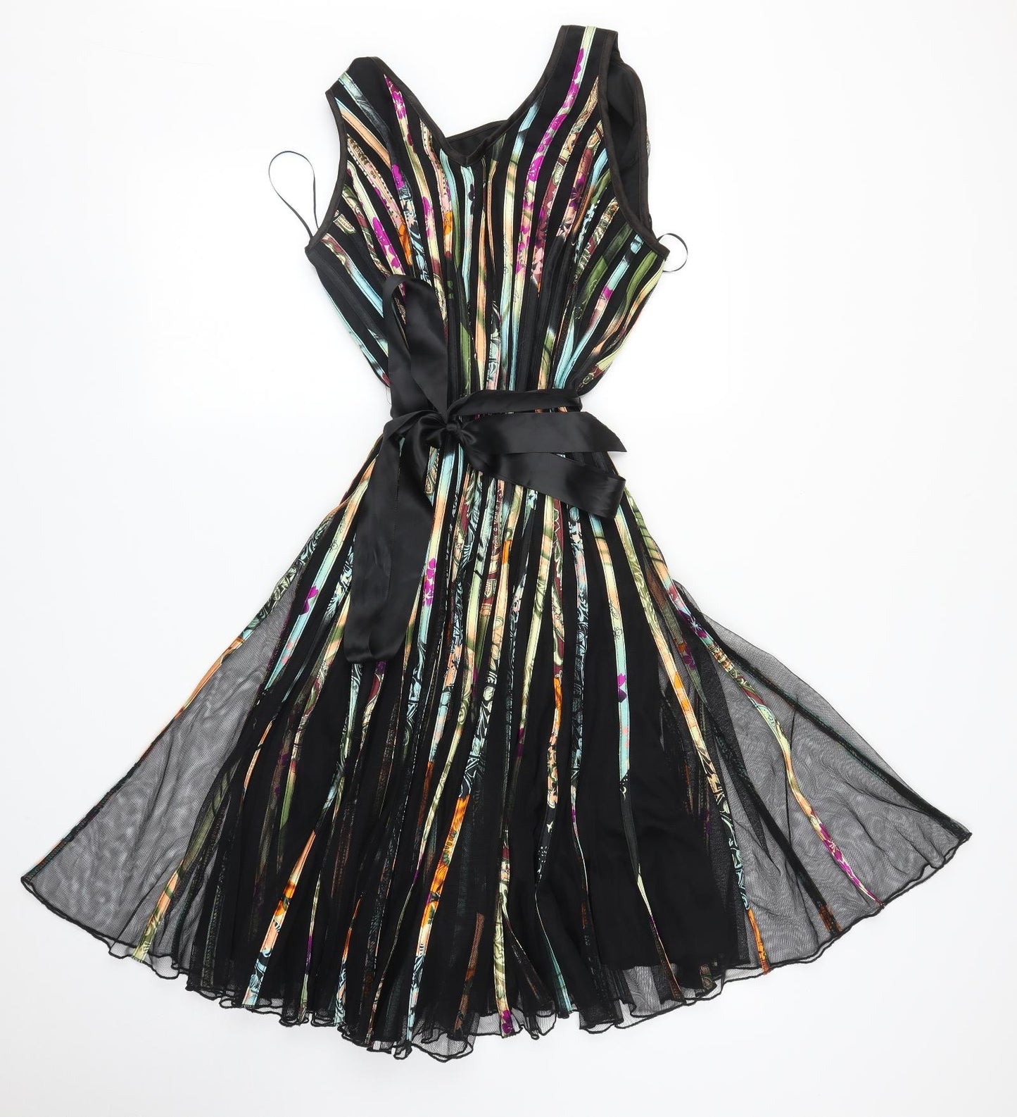 Stella Womens Black Striped  Fit & Flare  Size 16