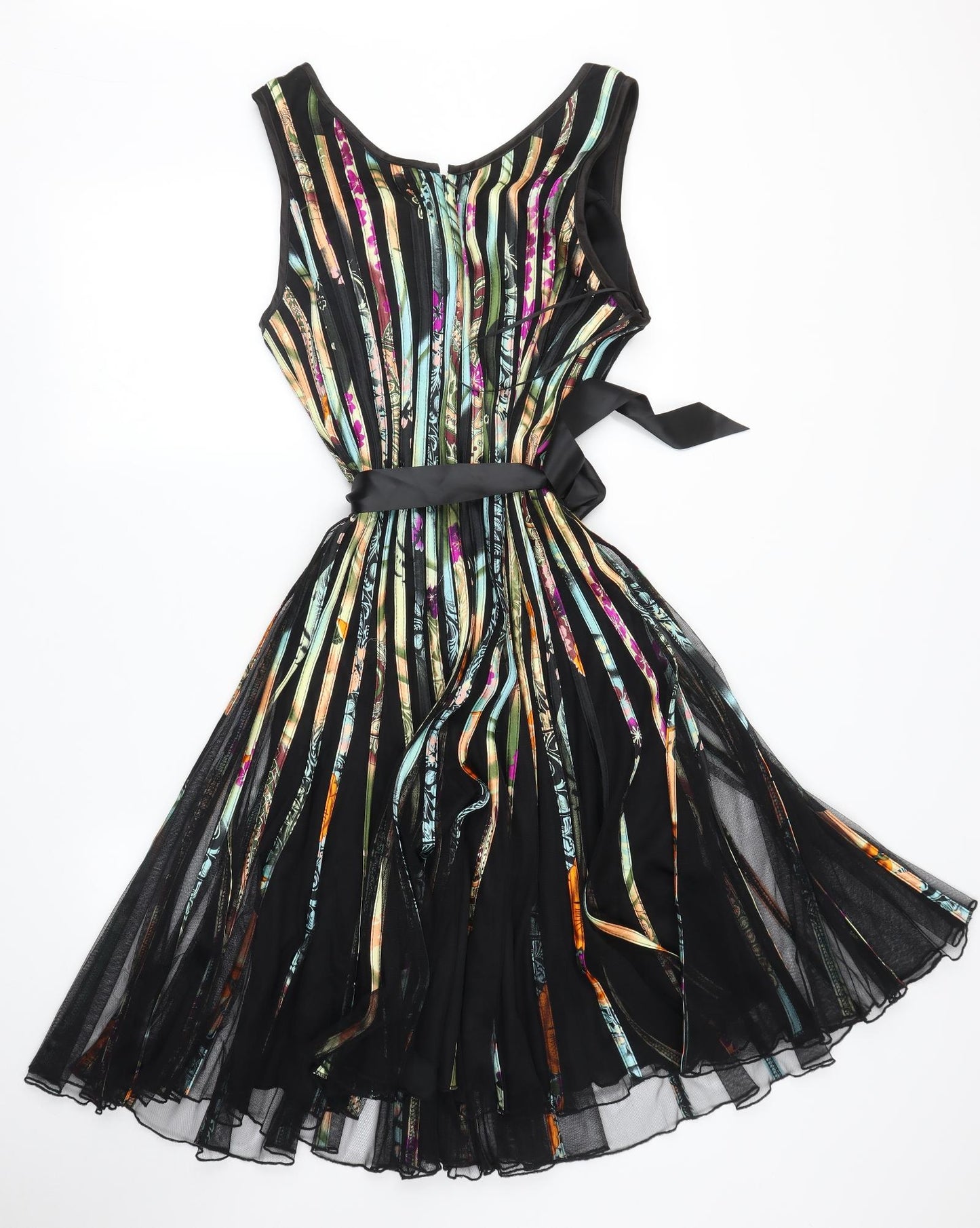 Stella Womens Black Striped  Fit & Flare  Size 16