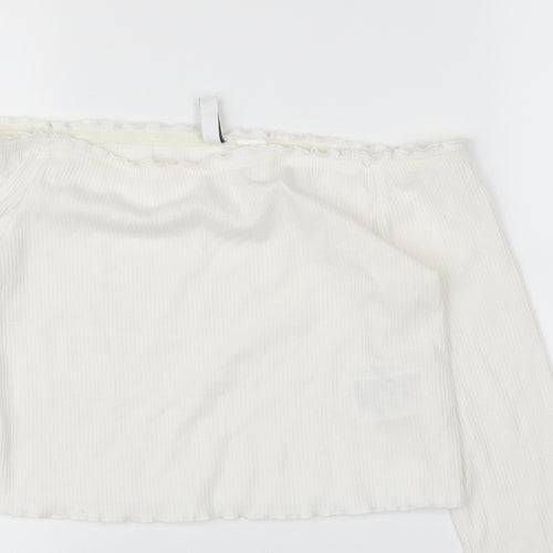 H&M Womens White   Cropped Blouse Size M