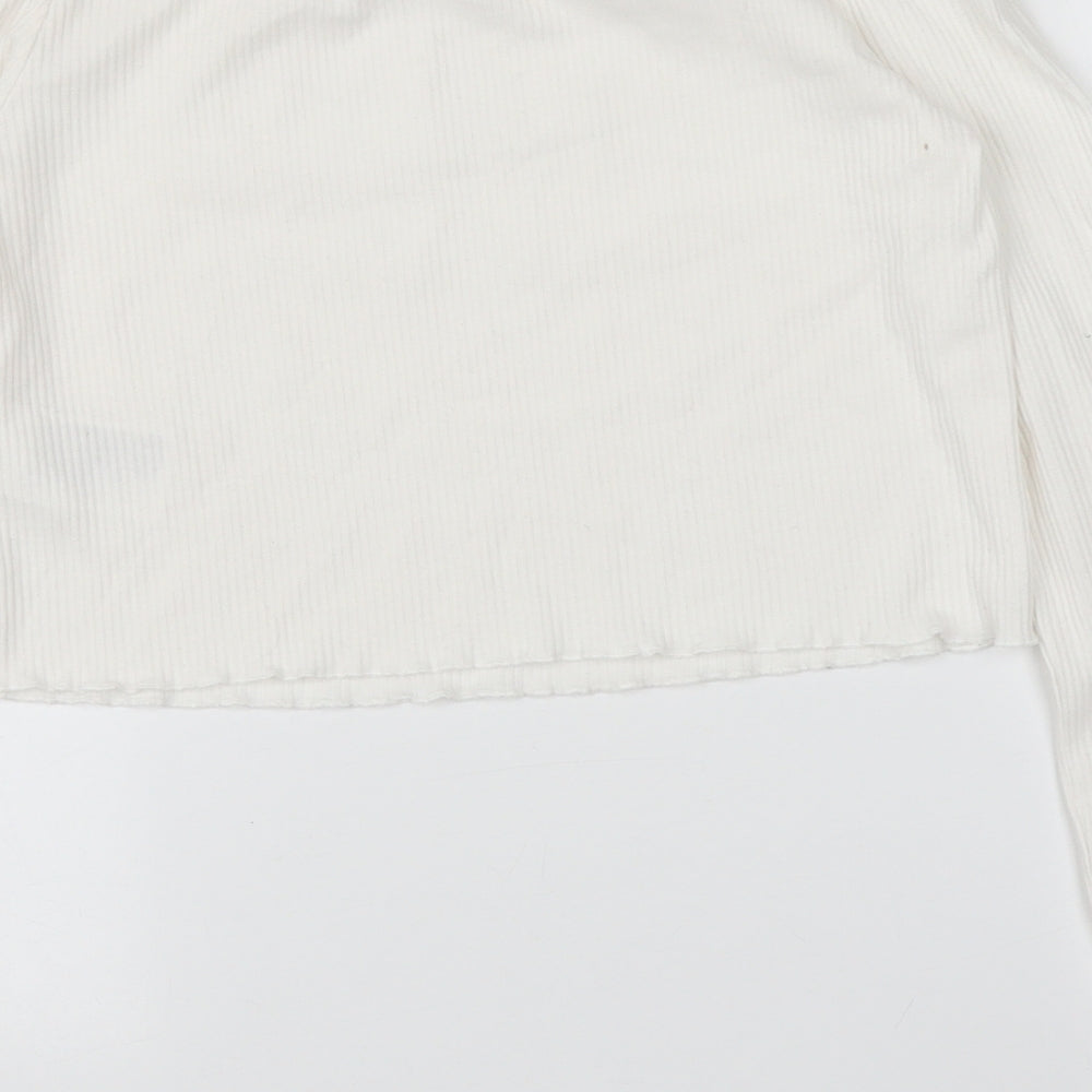 H&M Womens White   Cropped Blouse Size M