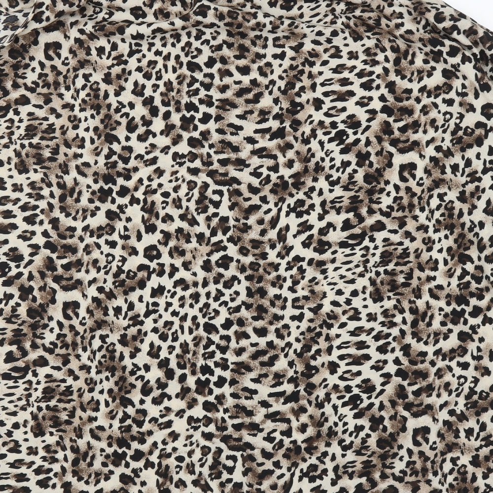 SheIn Womens Beige Animal Print  Basic Blouse Size 2XL  - Leopard print