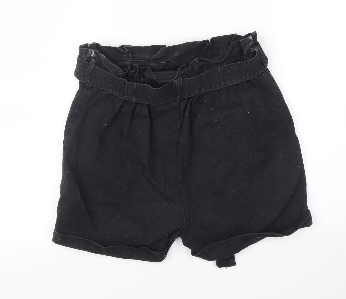 Primark Womens Black  Denim Paperbag Shorts Size 12