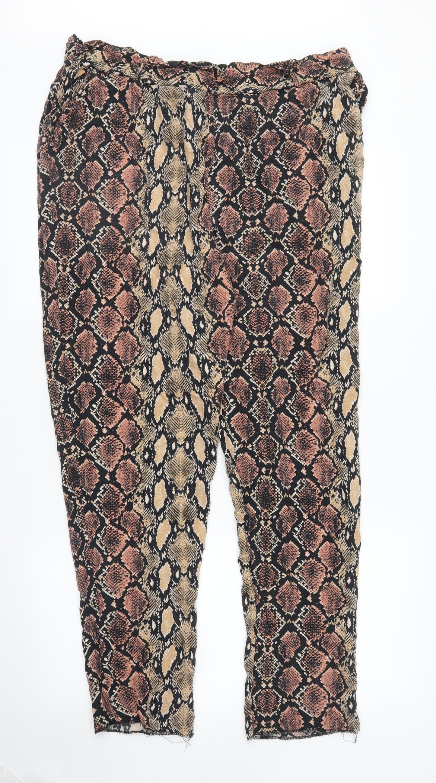 Papaya Womens Brown Animal Print  Bloomer Trousers Size 16 L28 in - Snake print