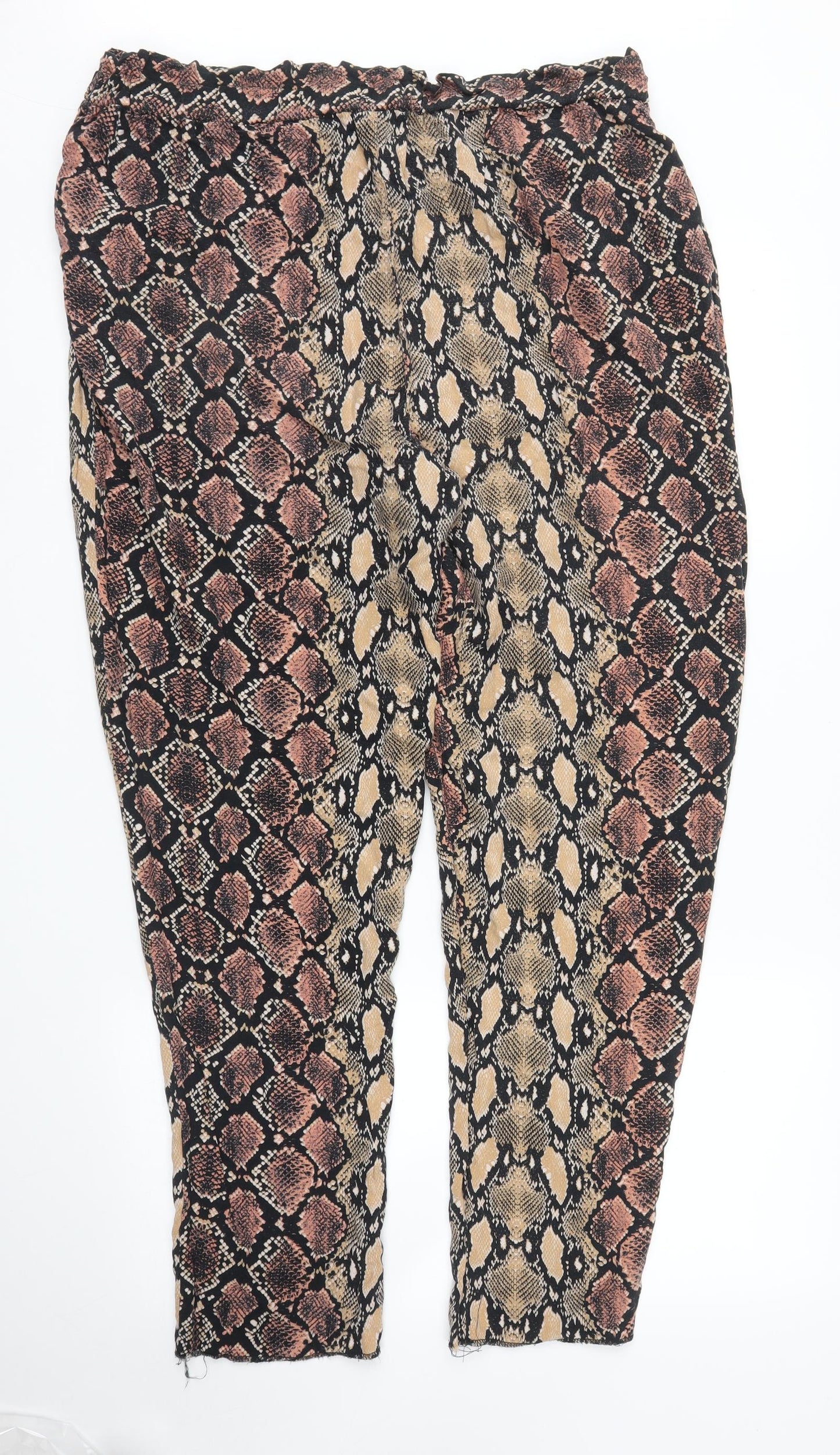 Papaya Womens Brown Animal Print  Bloomer Trousers Size 16 L28 in - Snake print