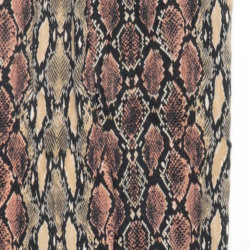 Papaya Womens Brown Animal Print  Bloomer Trousers Size 16 L28 in - Snake print
