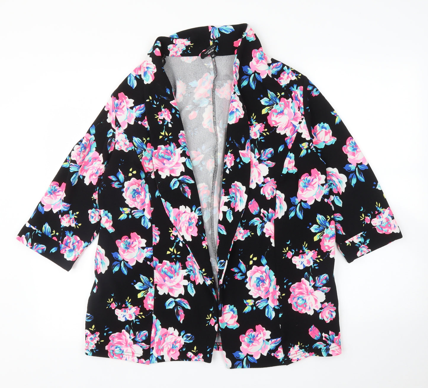 New Look Womens Black Floral  Kimono Blouse Size 22