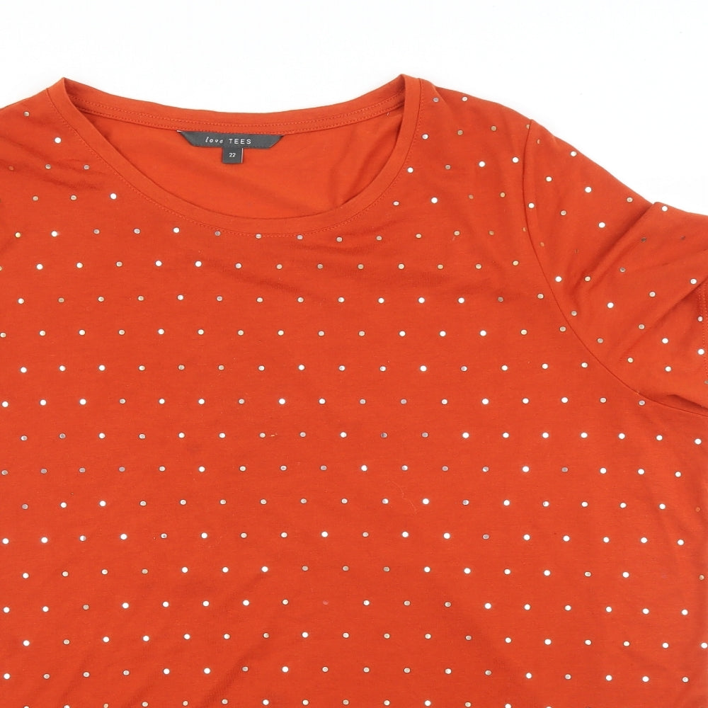 Love Tees Womens Orange   Basic T-Shirt Size 22