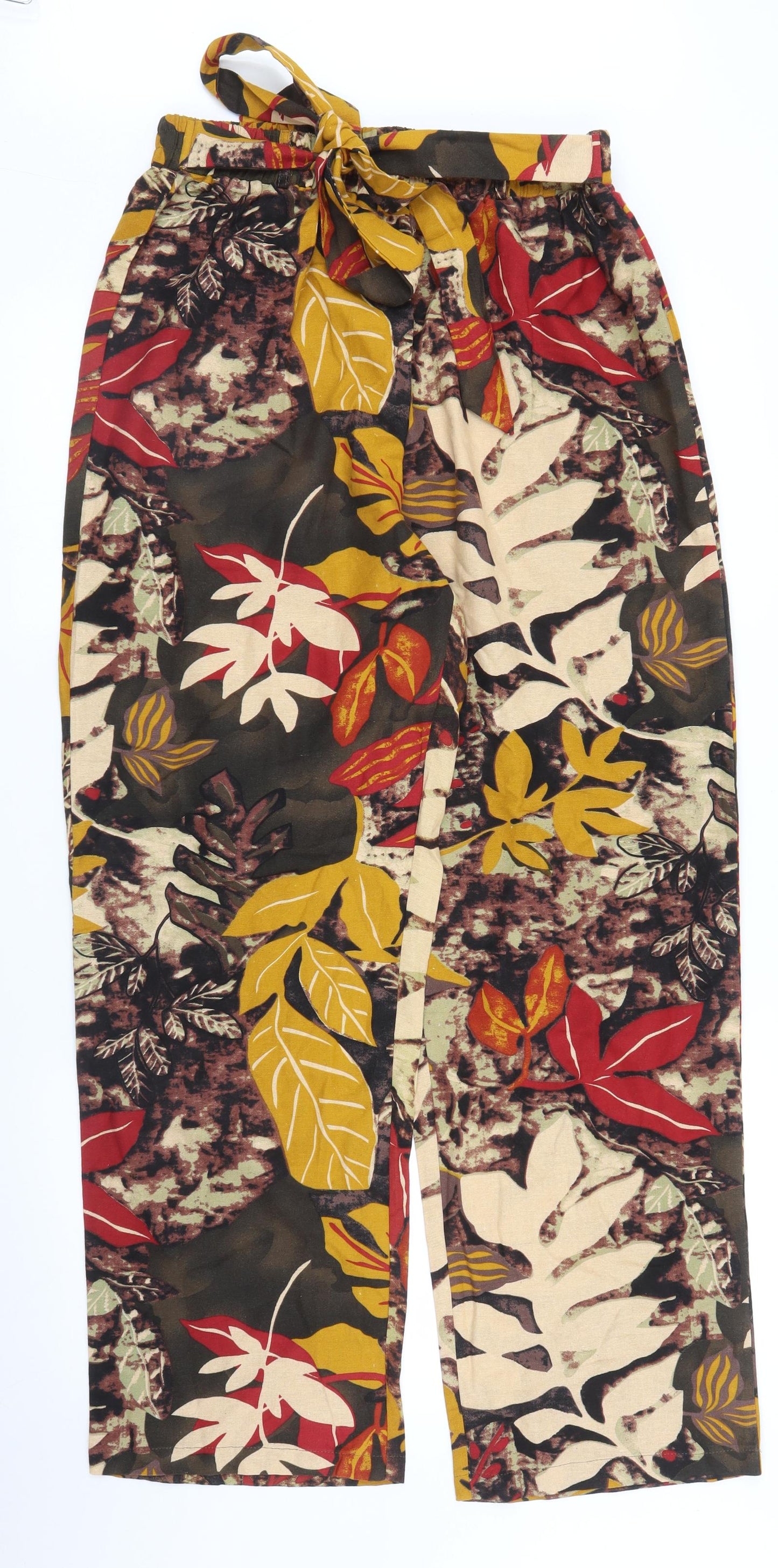 Preworn Womens Brown Floral  Trousers  Size 4XL L29 in
