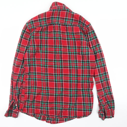 River Island Mens Red Plaid   Button-Up Size M