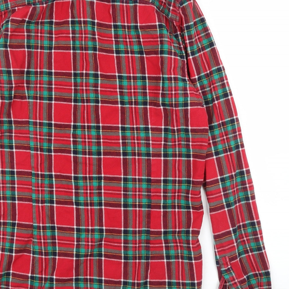 River Island Mens Red Plaid   Button-Up Size M