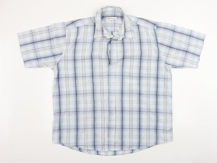 EWM Mens Blue Check   Button-Up Size XL