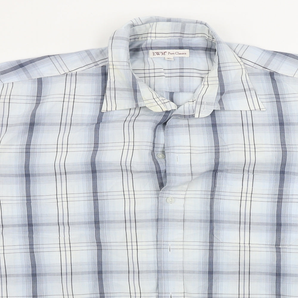 EWM Mens Blue Check   Button-Up Size XL