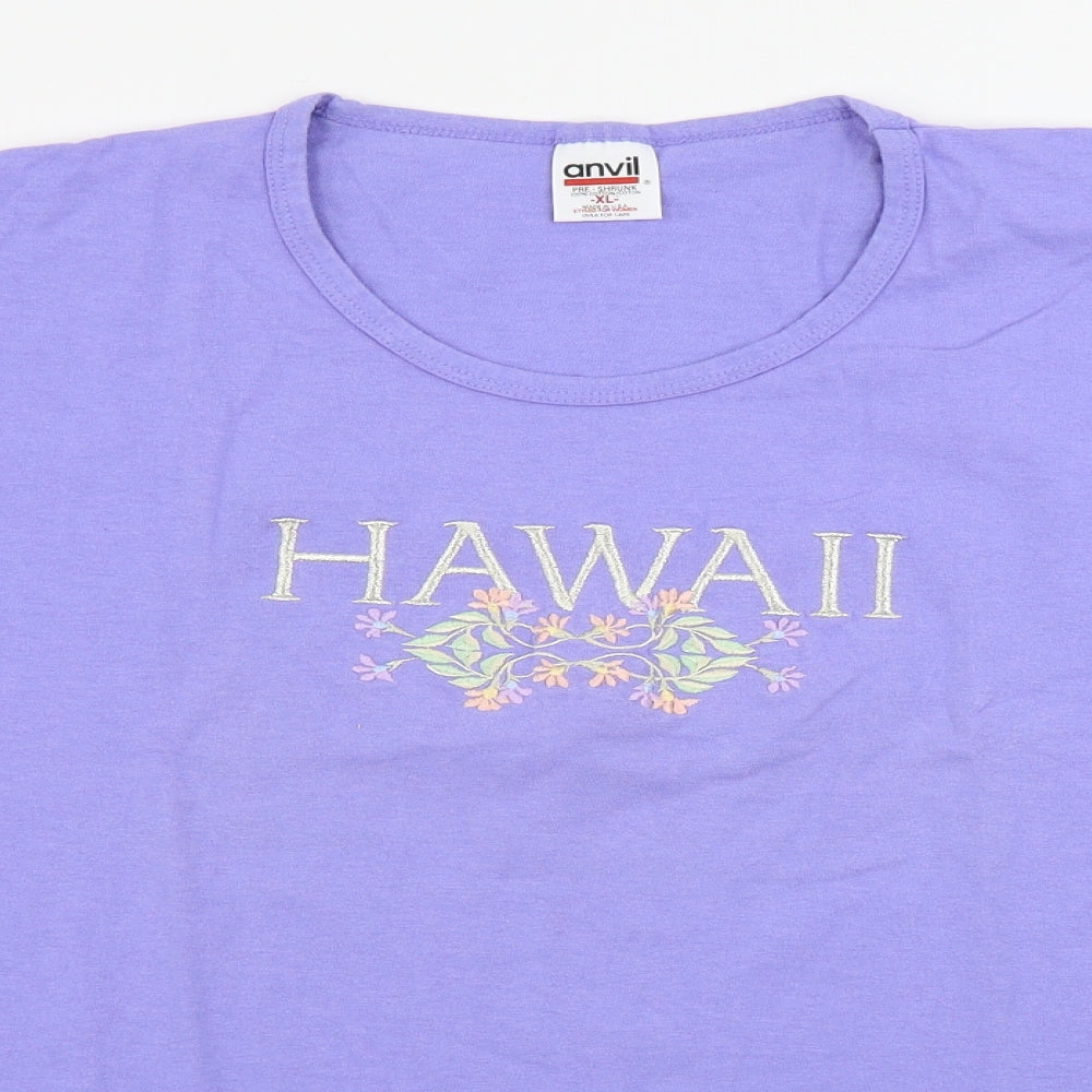 Damart Womens Blue Floral  Basic T-Shirt Size XL