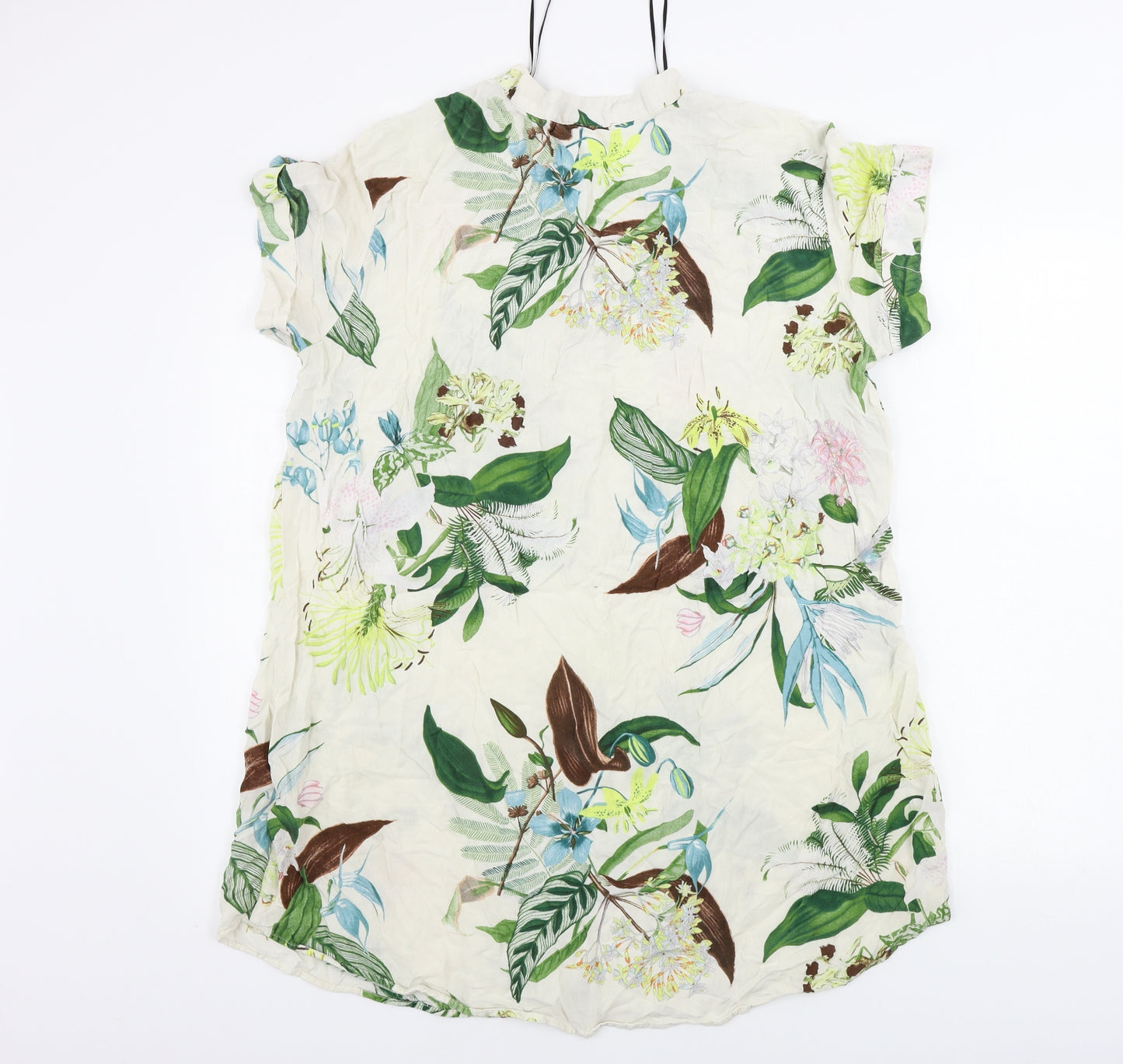 H&M  Womens Beige Floral  Basic Blouse Size 14