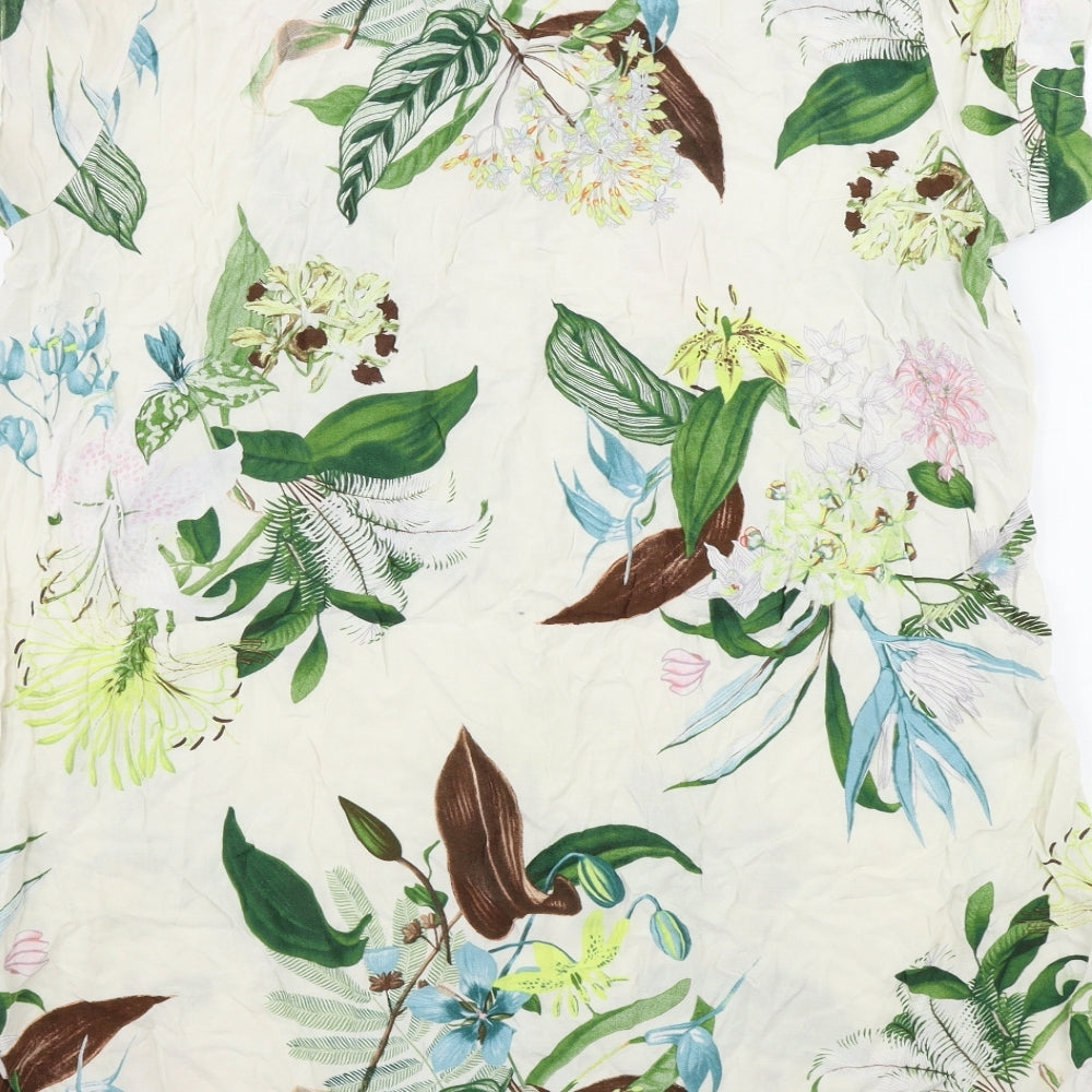 H&M  Womens Beige Floral  Basic Blouse Size 14