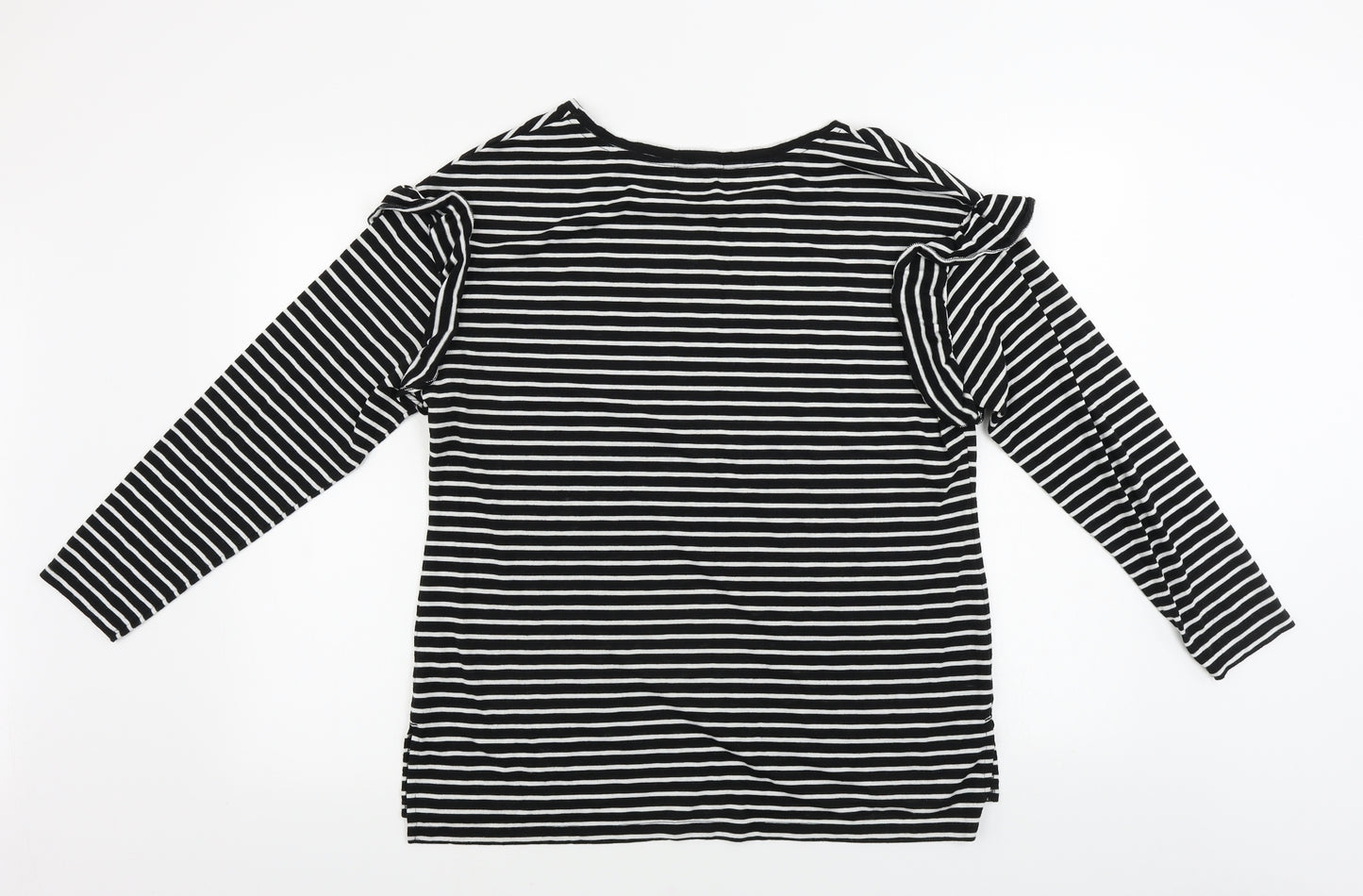 Papaya Womens Black Striped  Basic T-Shirt Size 16