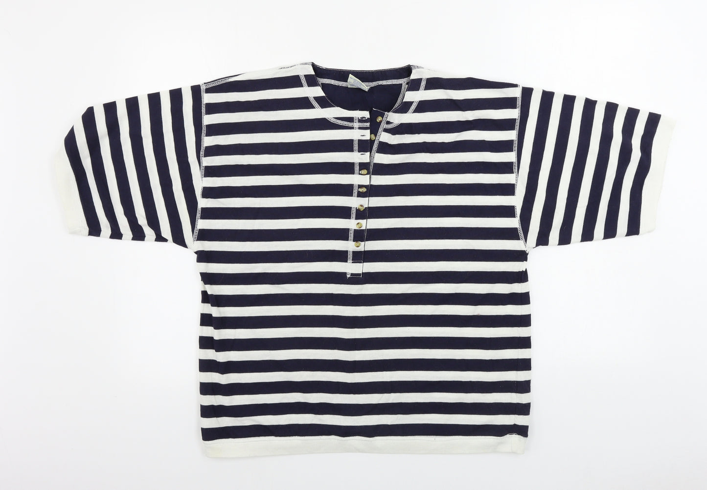 C&A Womens Blue Striped  Basic T-Shirt Size 12