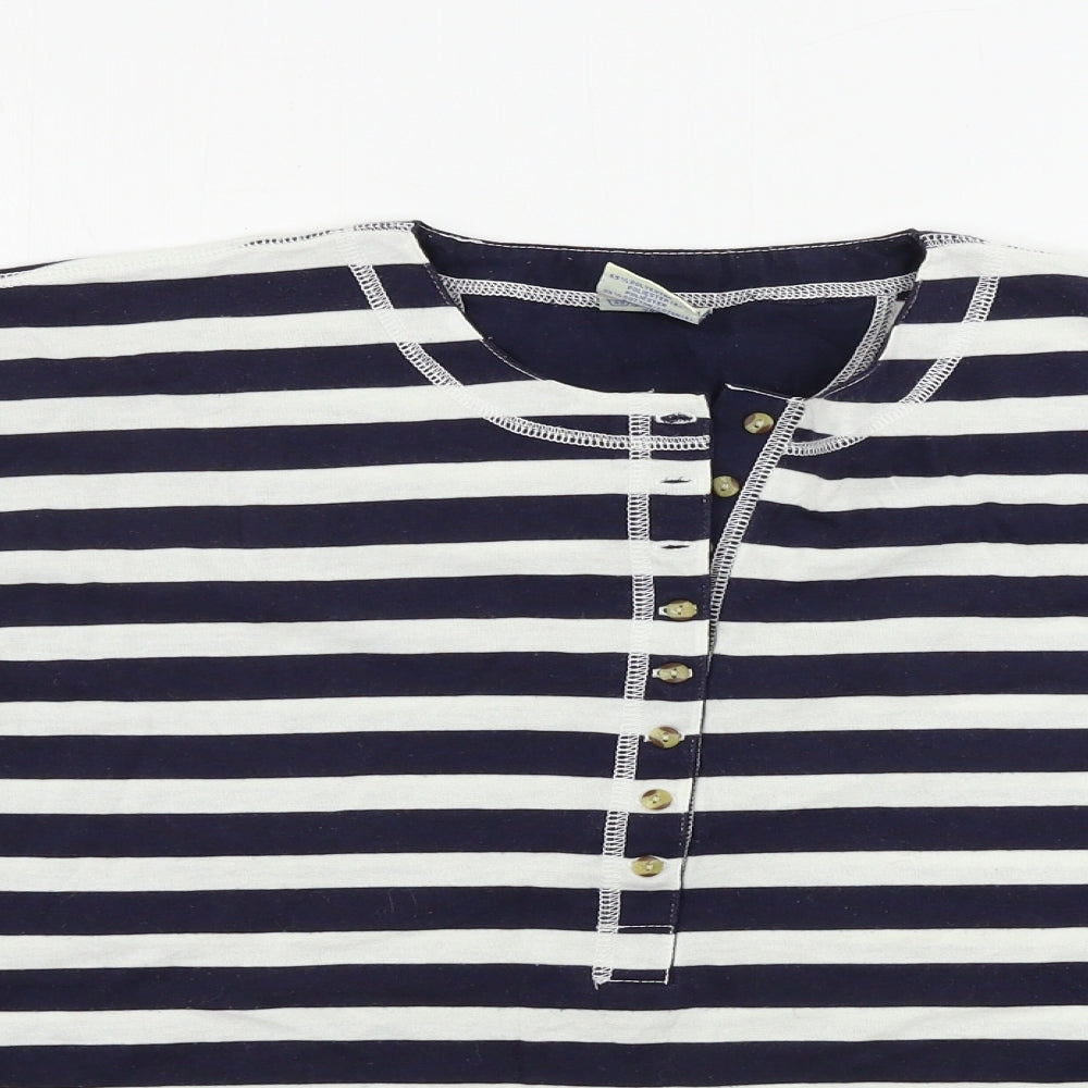 C&A Womens Blue Striped  Basic T-Shirt Size 12