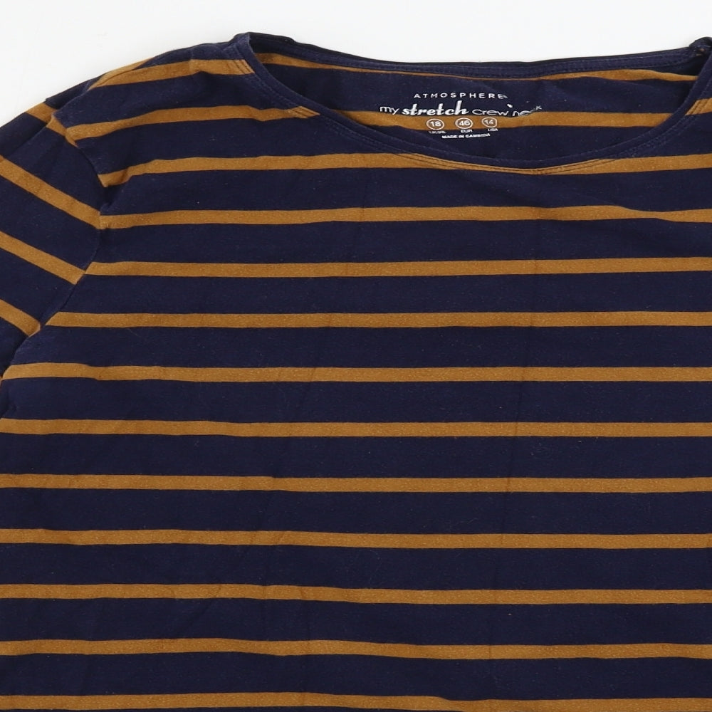 Atmosphere  Womens Brown Striped  Basic T-Shirt Size 18