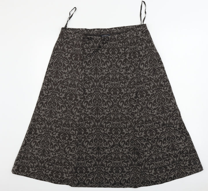 Profile Womens Brown Floral  A-Line Skirt Size 32 in