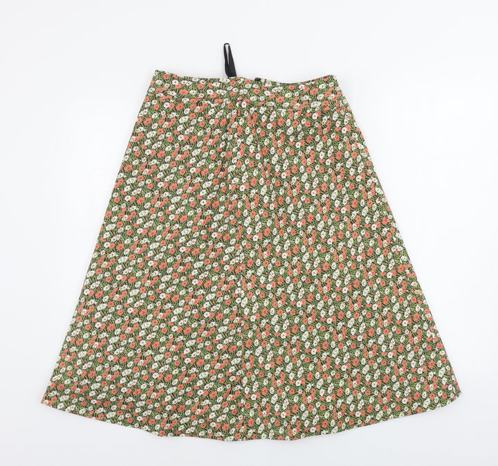 Preworn Womens Green Floral A-Line Skirt Size 28 in