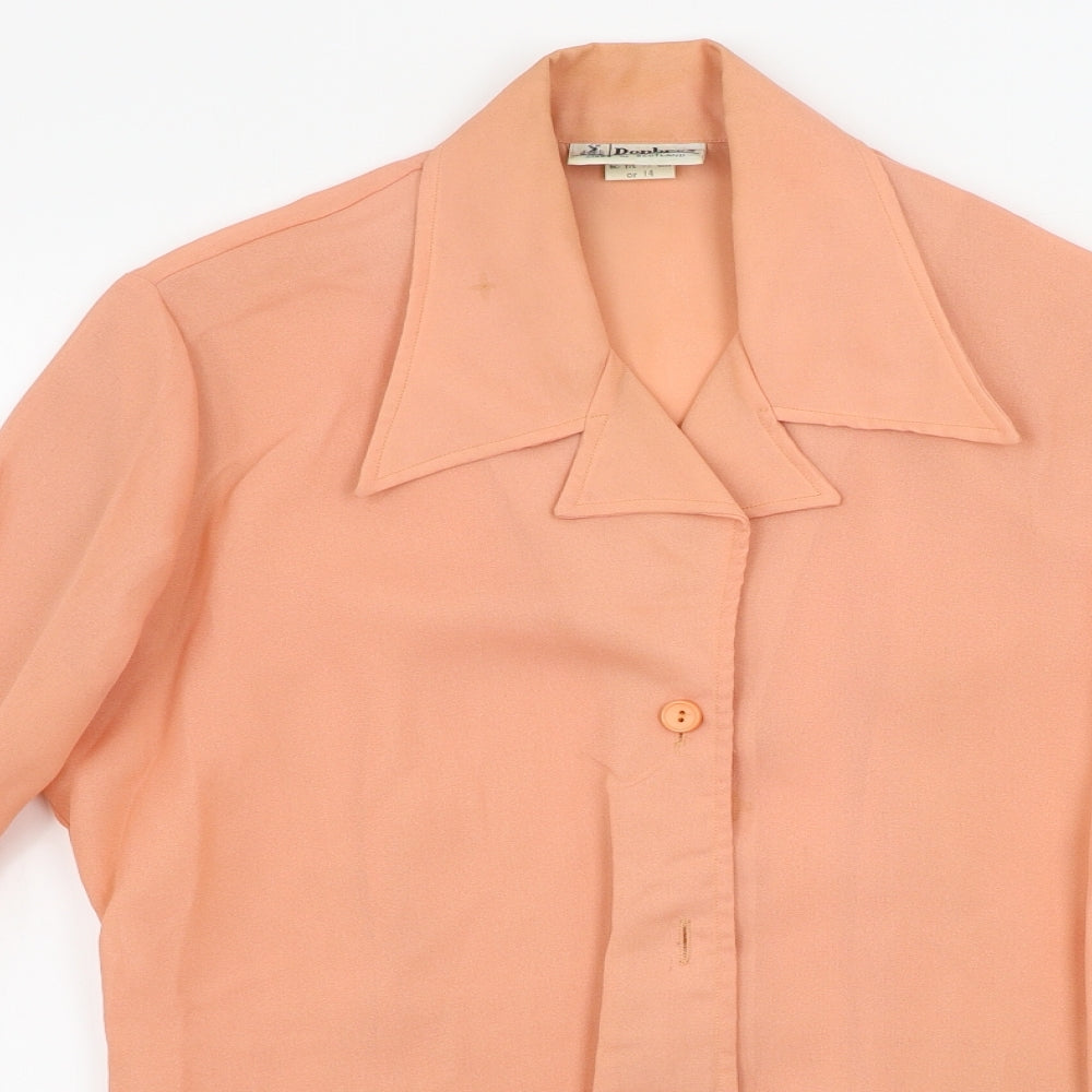 donros Womens Pink   Basic Button-Up Size 14