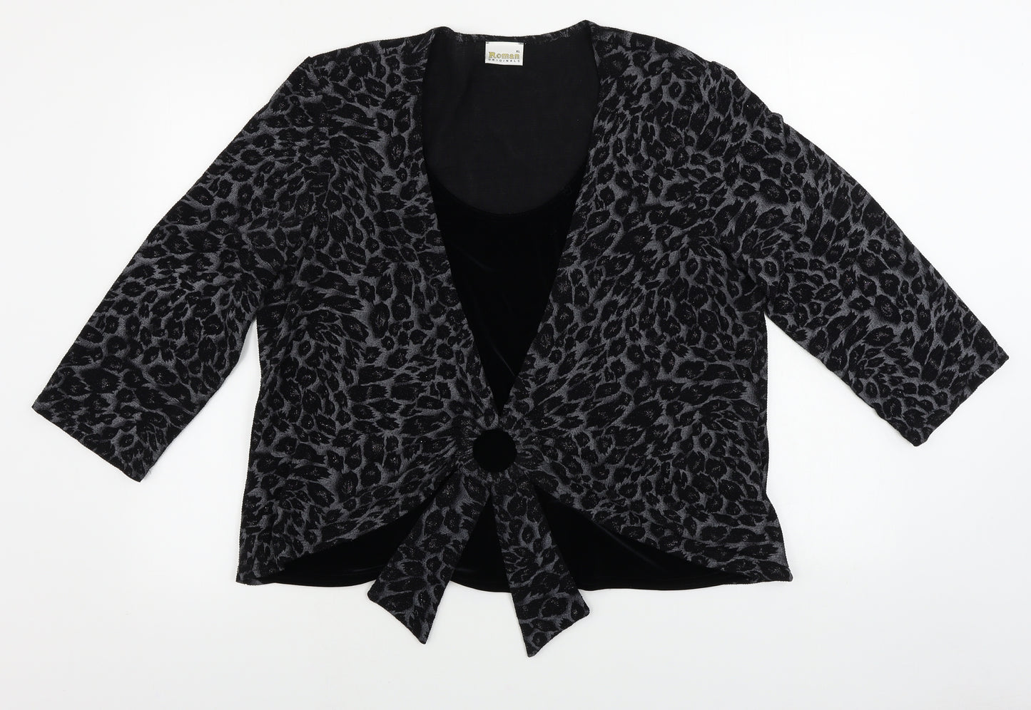 Roman  Womens Black Floral  Pullover Jumper Size XL