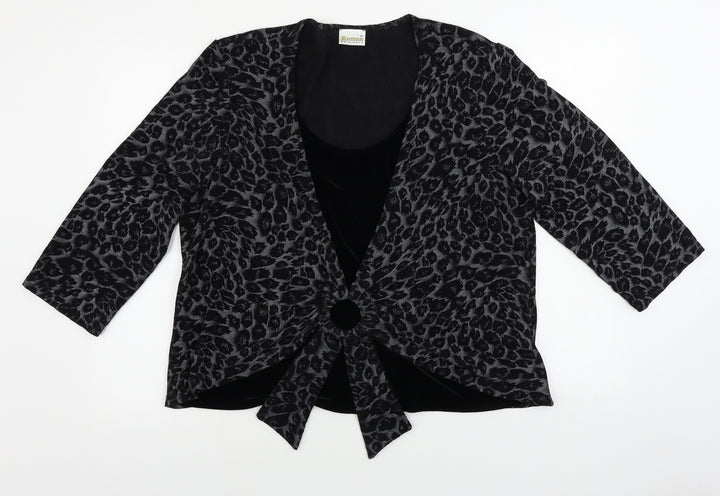 Roman  Womens Black Floral  Pullover Jumper Size XL