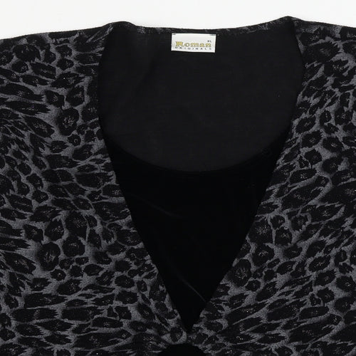 Roman  Womens Black Floral  Pullover Jumper Size XL