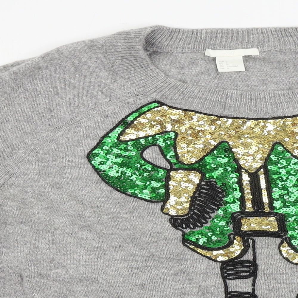 H&M  Mens Grey   Pullover Jumper Size L  - Christmas Jumper