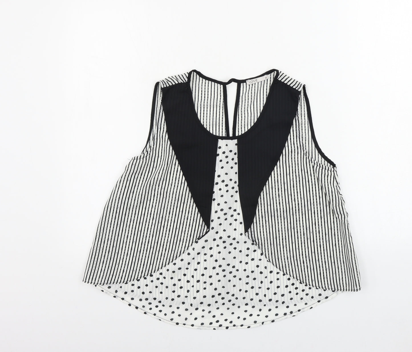 lovie  Womens White Polka Dot  Basic Tank Size M