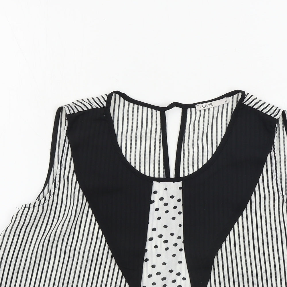 lovie  Womens White Polka Dot  Basic Tank Size M