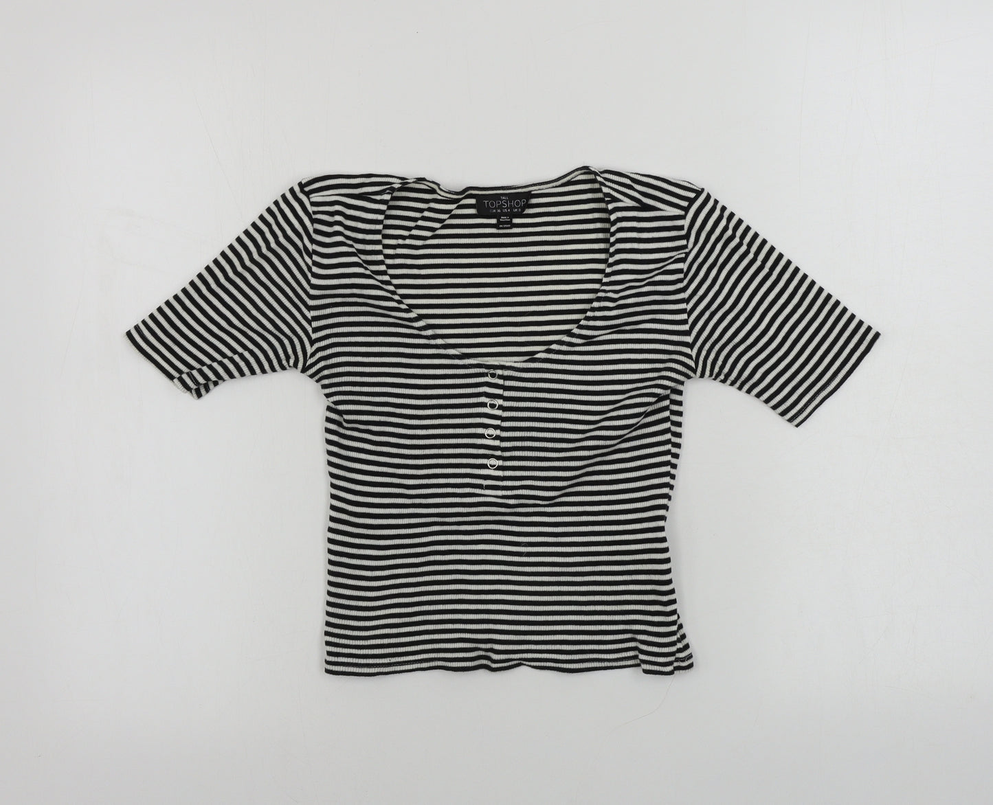 Topshop  Womens White Striped  Basic T-Shirt Size 8