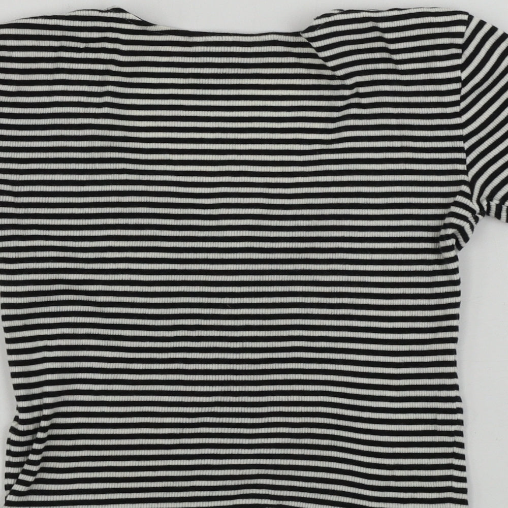 Topshop  Womens White Striped  Basic T-Shirt Size 8
