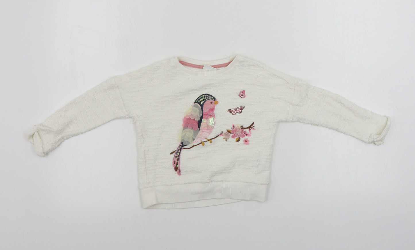 F&F  Girls White   Pullover Jumper Size 3-4 Years