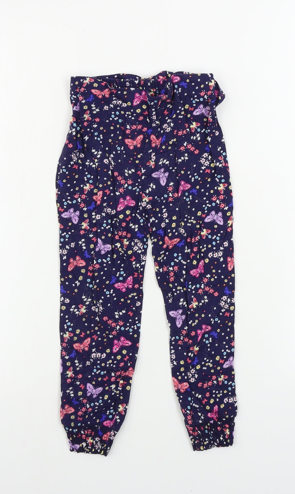 Primark  Girls Blue Floral  Sweatpants Trousers Size 3-4 Years