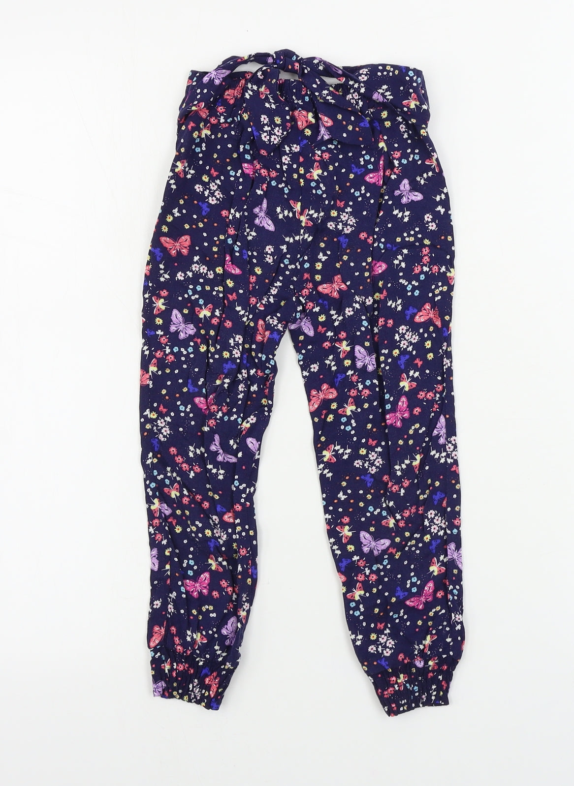 Primark  Girls Blue Floral  Sweatpants Trousers Size 3-4 Years