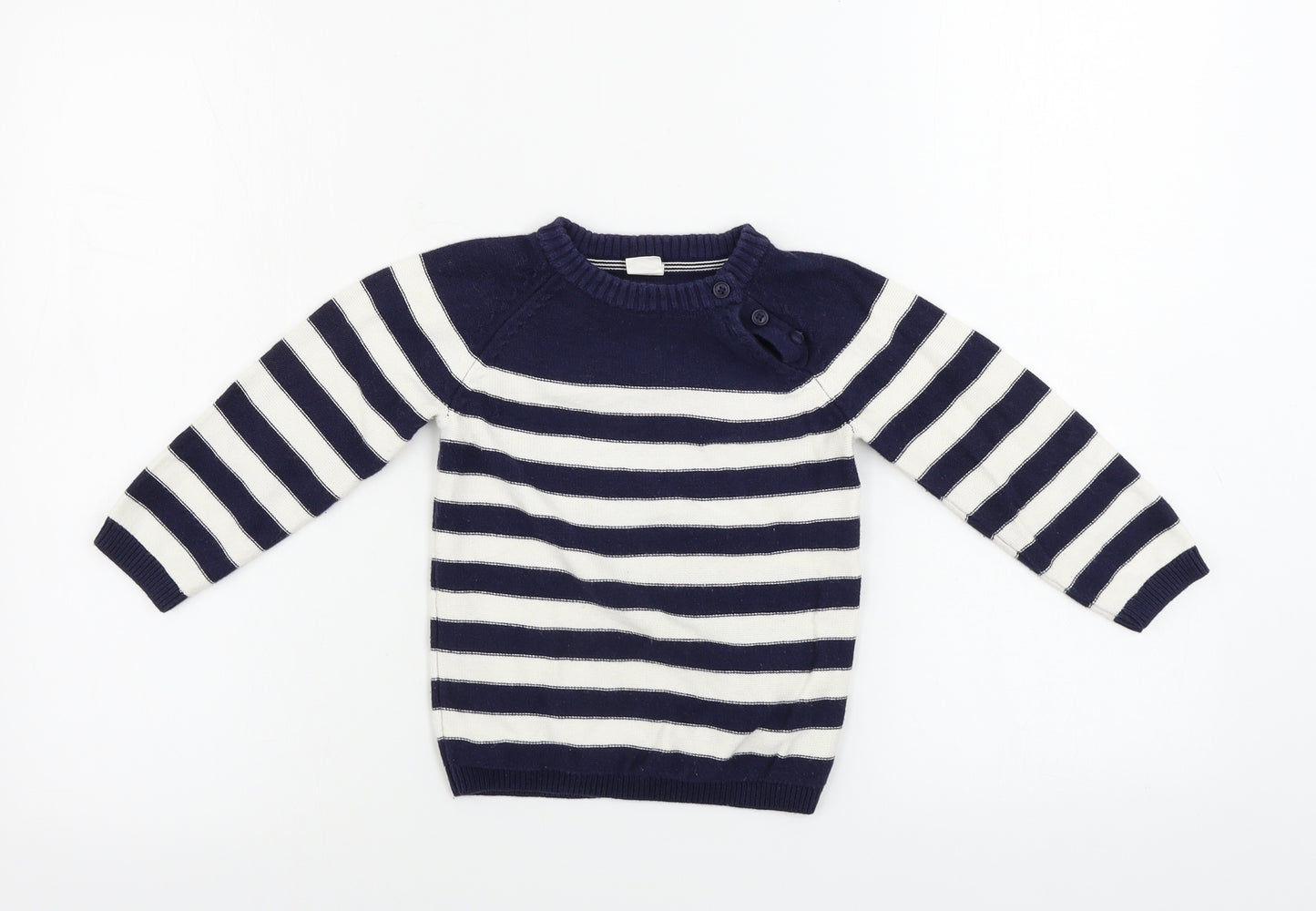 H&M  Boys Blue Striped  Pullover Jumper Size 2 Years