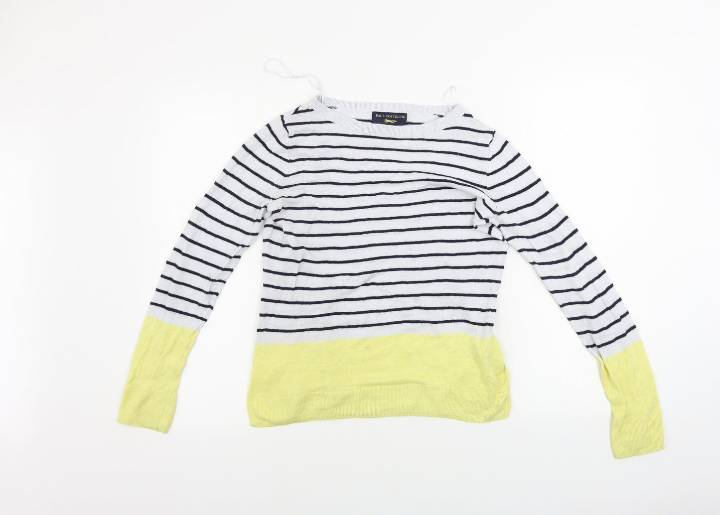 Paul Costelloe  Womens White Striped  Pullover Jumper Size M